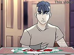 Threesome with Nerdy Girl Sucking Cock