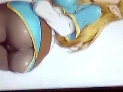 Princess Zelda Gets Explosive Cum Tribute In Latex!