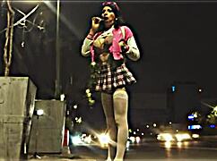 Beautiful Transsexual Ladyboy Flashes Upskirt in Public Outdoor Setting