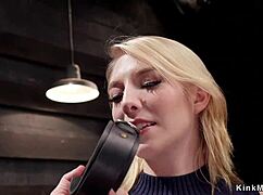 blonde slave, wanna see dungeon training?