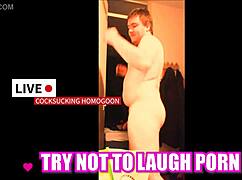 try not to laugh while sucking that silly gay cock, you funny homogoon