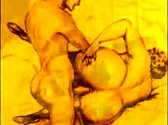 Bold vintage erotic cartoon illustration.