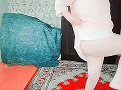 party mini dress sissy with big ass crossdresser riding at home