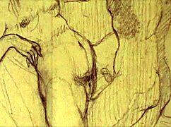 Bold vintage erotic cartoon illustration.