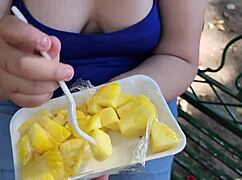 I Suck My Man's Ass, Cock, Balls, Eat Cum With Pineapple Publicly