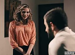 petite 18+ sucks boss's cock in 69 for career boost