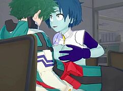 Toru hagakure and kaoruko awata have intense sex with izuku midoriya in my hero academia hentai.