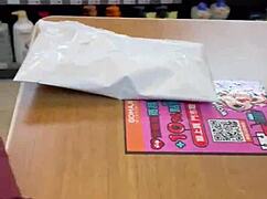 asian ladyboy showing new thong in convenience store