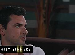 family sinners - sexy brunette lies about mom's cheating to suck stepdad's cock. wet pussy craves more.