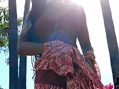 huge natural tits ebony beauty milf babe shasta wonder striptease outdoor