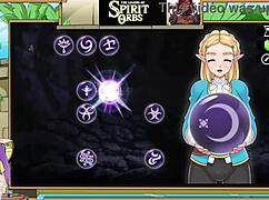 in legend of spirit orbs, blonde gets rough blowjob and cumshot