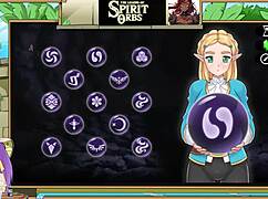 in legend of spirit orbs, blonde gets rough blowjob and cumshot