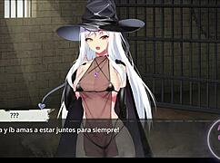 The witch faces another naked prison in this hentai game.