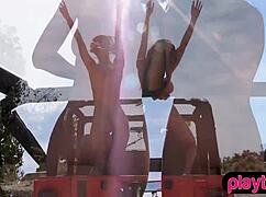 Two Teen 18+ Girls Enjoy Interracial Lesbian Cunnilingus and Oral Sex with Petite Natural Tits