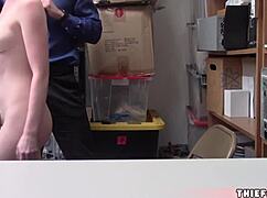 The cute blonde teen shoplifter feels excited as she gives a blowjob and gets bent over for doggystyle sex.
