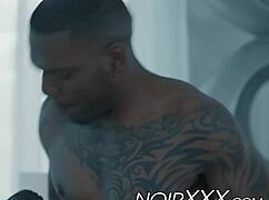 Tattooed black gay max adonis passionately kisses his hunky lover