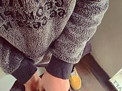 Milf rubs intensely, cumming in panties