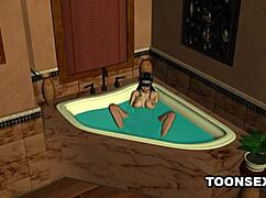 sexy 3d babe masturbates before fucking 😈