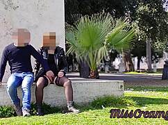 real french amateur squirts in risky public park sex! 😲