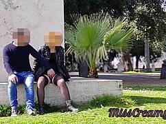 real french amateur squirts in risky public park sex! 😲