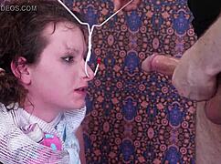 brunette submissive licks masters before cum shower 😈