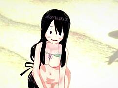 Tsuyu Froppy In Hot Swimsuit Wants To Do It On The Beach