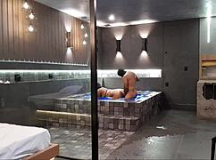 i was in the bathtub when that wild moment happened with the brunette.