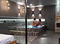 i was in the bathtub when that wild moment happened with the brunette.