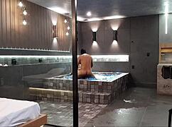 i was in the bathtub when that wild moment happened with the brunette.