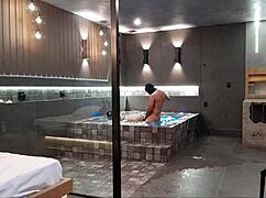 i was in the bathtub when that wild moment happened with the brunette.