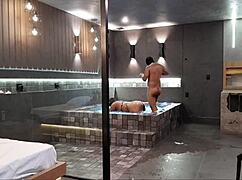 i was in the bathtub when that wild moment happened with the brunette.