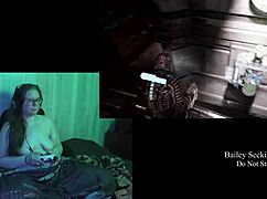 brunette plays deadspace naked in part 3