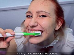 hey, watch me get sloppy with face fucking for sticky cum on my teeth