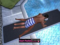 Captured moment at public swimming pool on jumping board part two