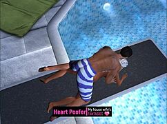 Captured moment at public swimming pool on jumping board part two