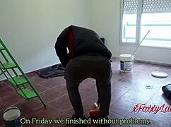 Unfaithful Wife Sneaks Bareback Sex with Painter Behind Husband's Back