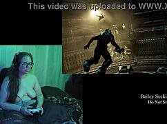brunette plays deadspace naked in part 3