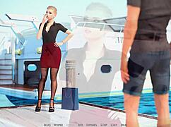 Blonde Rock Star Bent Over for Doggystyle Fucking on Yacht. Small Tits Bounce with Monster Cock Action in 3D Gameplay.