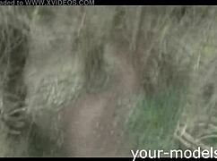 Gorgeous brunette sucks a huge white dick