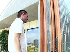 brunette hottie kimberly faith gets cum after stiff fuck in bed 😏