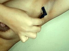 Hairy wife cleans up pussy and armpits