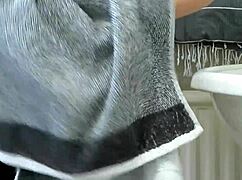 Taking a selfie in the bathroom with my housewife.