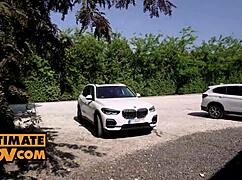 POV outdoor sex reunion with footjob babe Veronica Leal bending over for wild fucking