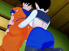 Chichi's Passionate Encounter with Goku and Gohan in Dragon Ball Zex