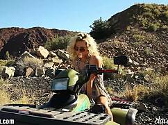 Daringsex solo babe masturbates with hairy pussy in mountains