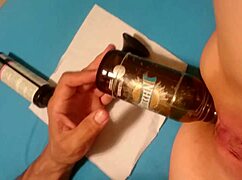 Specific View of Extreme Bottle Insertion in Wife's Tight Ass