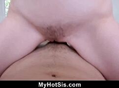 Horny stepsister gives stepbro a boner