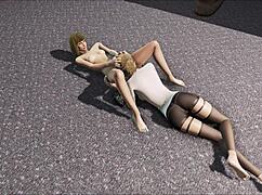 Katsu and Emogene clash in fierce lesbian action from Fallout 4.