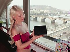 Lika Star drives Lovita Fate wild with orgasms on the sofa. Birthday surprise brings petite blonde multiple climaxes.