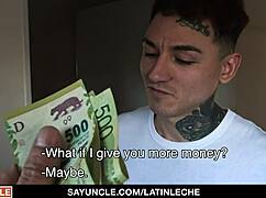 Latino Hunk with Tattoos Dominates Big Dick Boy